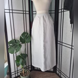 Jones New York Elegant White Pencil Skirt 100% Linen